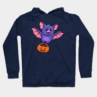 Cute Bat With Pumpkin Halloween Cartoon Hoodie